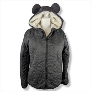 Disney Mickey Mouse Women’s Quilted Sherpa Lined Jacket with Ears